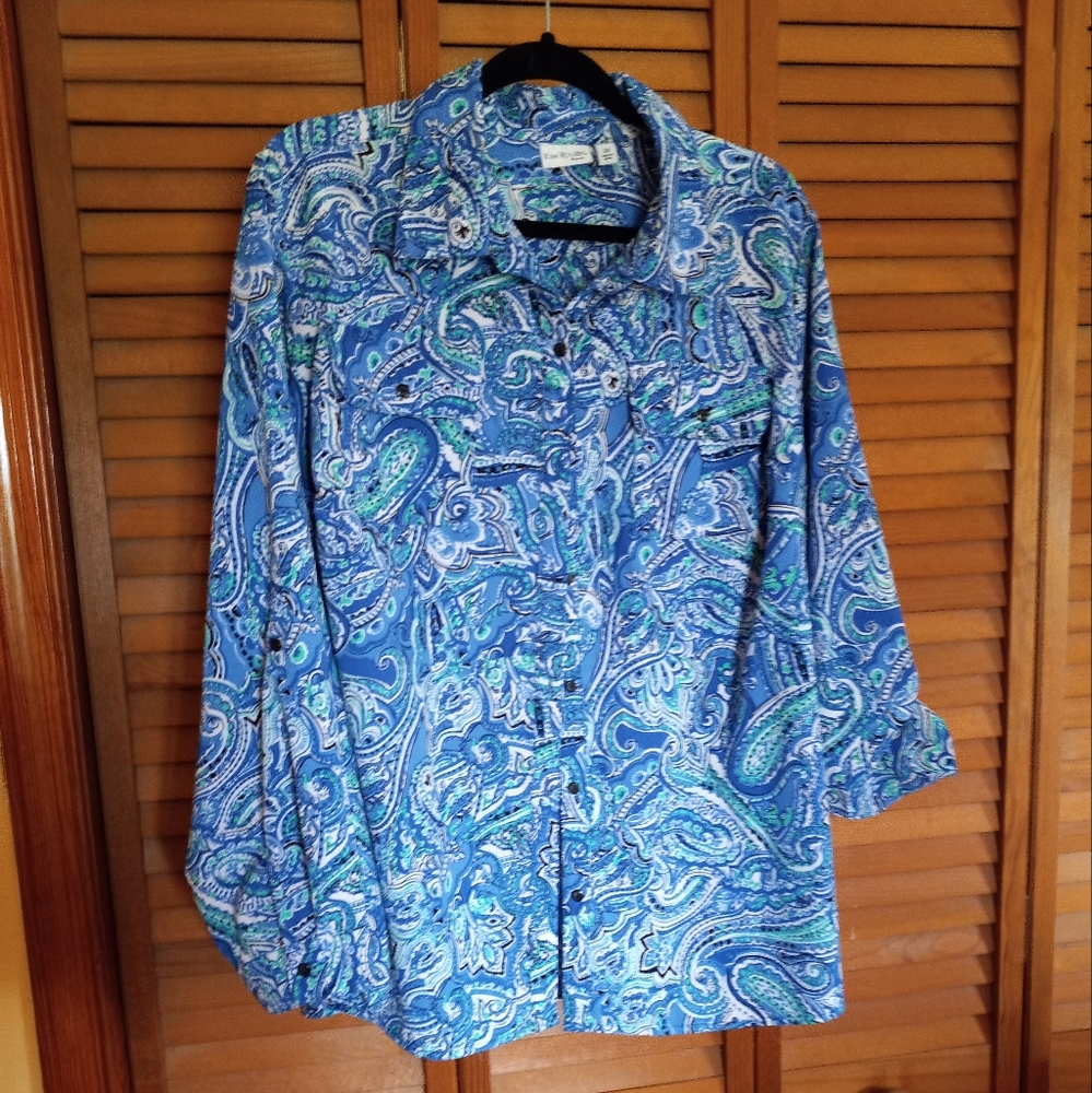 Kim Rogers Paisley Sz 2X Button Down Blouse